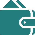 icono cartera con monedas y billetes